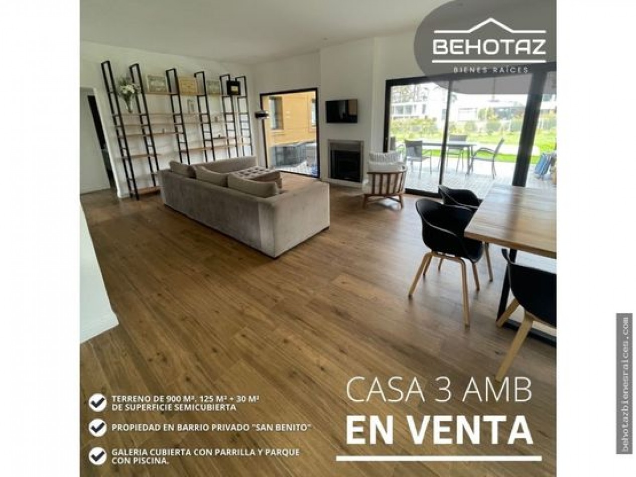 ()CASA EN BARRANCAS DE SAN BENITO, BARRIO PRIVADO. CASA EN VENTA. 3 AMBIENTES. CHAPADMALAL