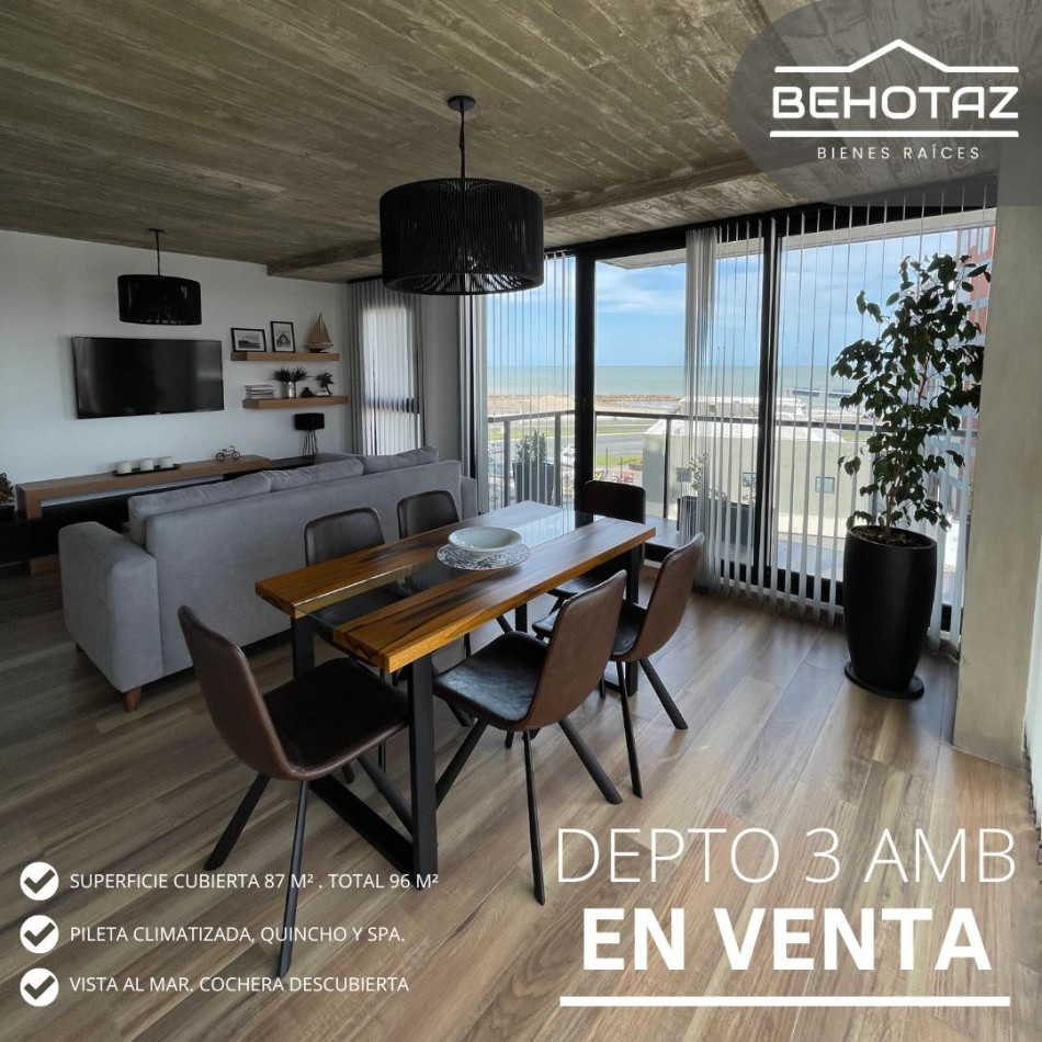 DEPARTAMENTO TRES AMBIENTES CON VISTA AL MAR. MAR DEL PLATA