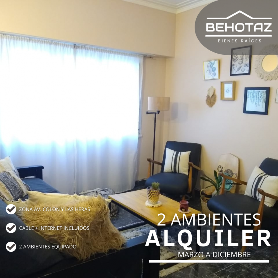 ()DEPARTAMENTO DE 2 AMBIENTES AMUEBLADO, EN ALQUILER POR TEMPORADA DE INVIERNO. MAR DEL PLATA