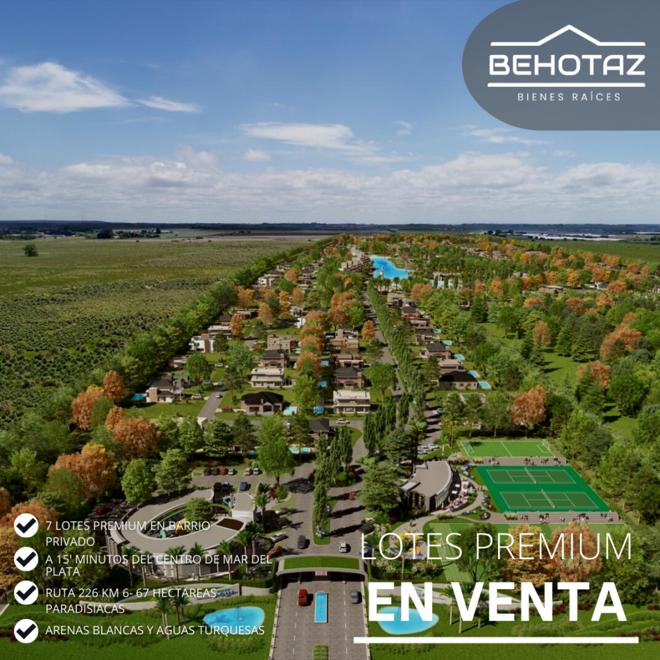 LOTES EN VENTA, MAR DEL PLATA. DEVELOPER AQUA, BARRIO PRIVADO.