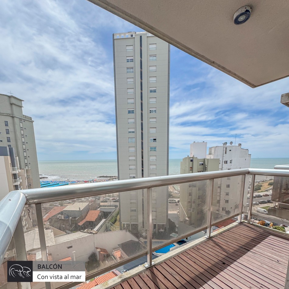 SEMIPISO DE DOS AMBIENTES CON COCHERA Y VISTA PLENA AL MAR. LA PERLA. MAR DEL PLATA
