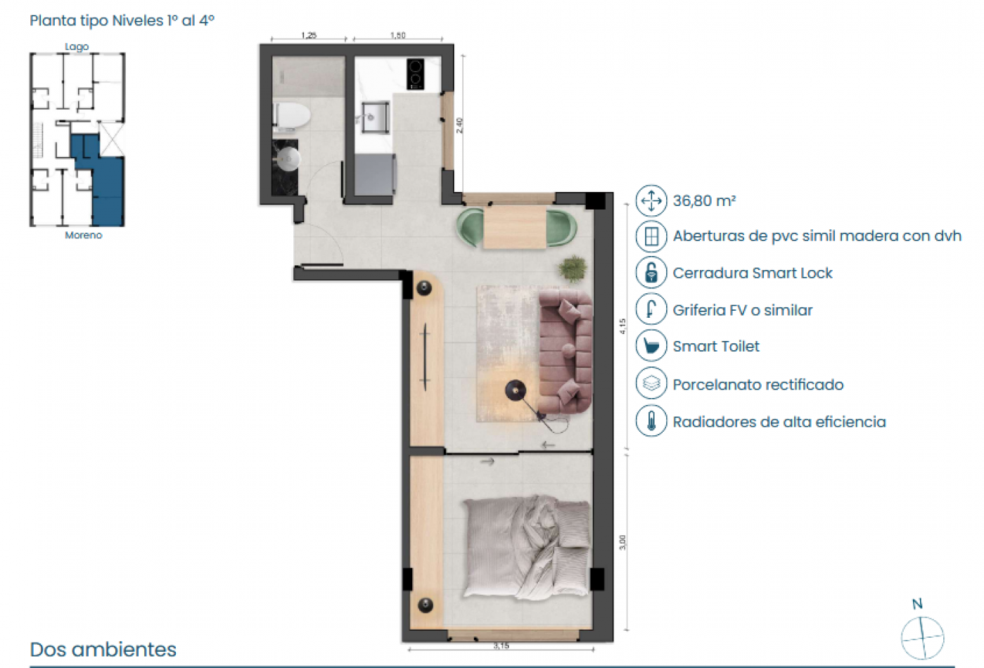DEPARTAMENTOS 2 AMBIENTES EN VENTA EN BARILOCHE. EDIFICIO M276 - LUXURY APARTMENTS