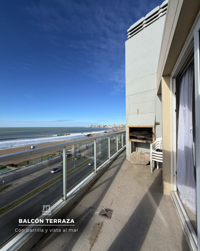 DEPARTAMENTO TRES AMBIENTES CON BALCON ATERRAZADO PARRILLA Y VISTA PLENA AL MAR 
