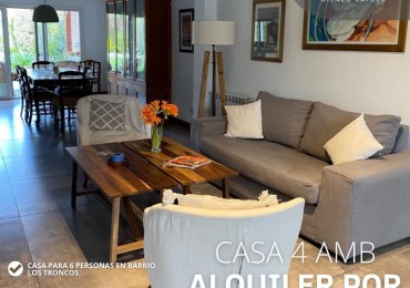 ()Moderna casa cuatro ambientes en alquiler temporario. zona Los Troncos. Mar del Plata 