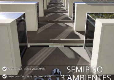 SEMIPISO DE TRES AMBIENTES CON AMPLIO BALCON A LA CALLE Y VISTA LATERAL AL MAR. MAR DEL PLATA 