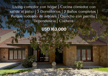 CASA DE TRES AMBIENTES CON DEPENDENCIA Y PARQUE - ZONA LOS PINARES 